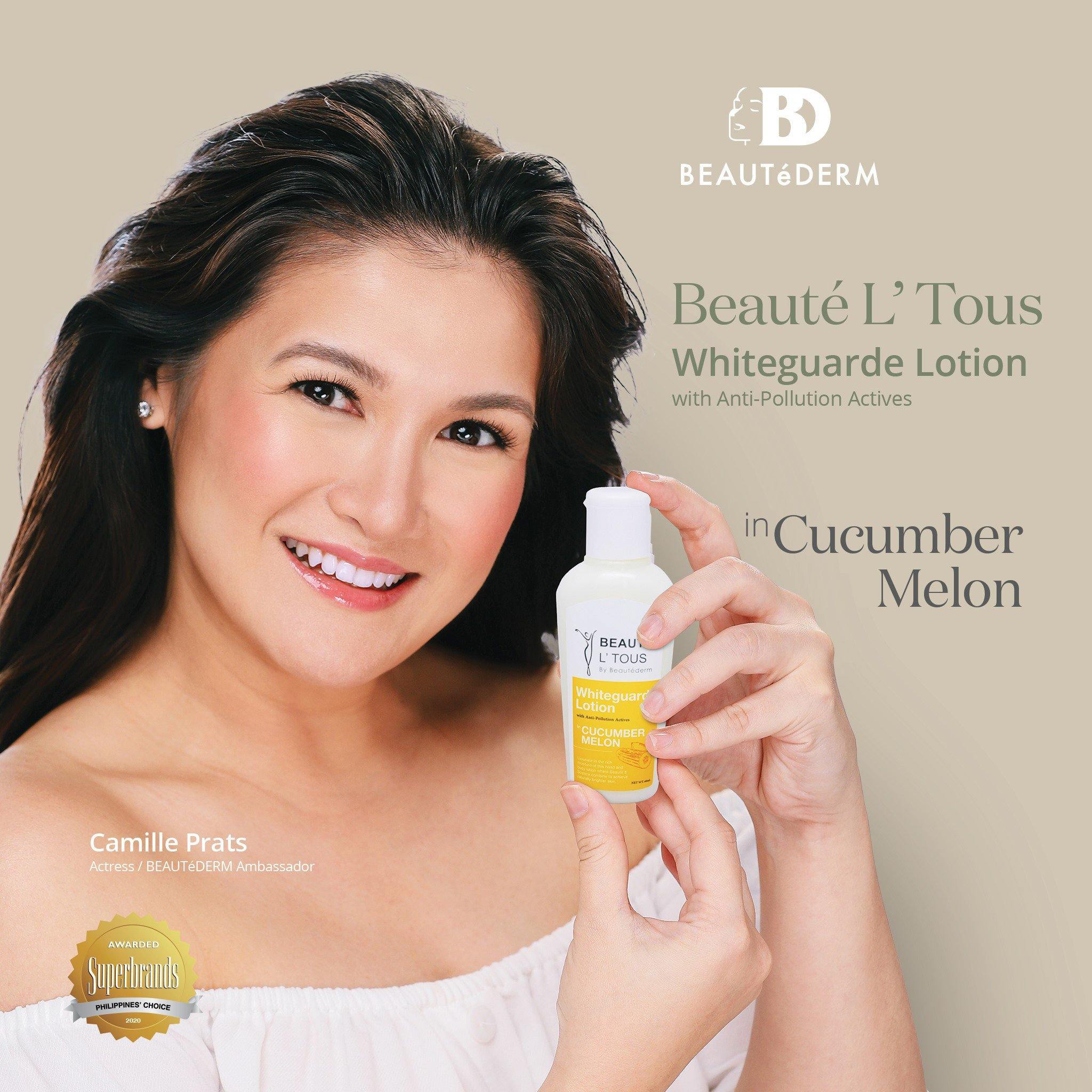 Whiteguarde Lotion with Anti-Pollution Actives, Cucumber Melon, 60ml, Beaute L’ Tous by Beautederm, with Camille Prats (Beautederm Ambassador)