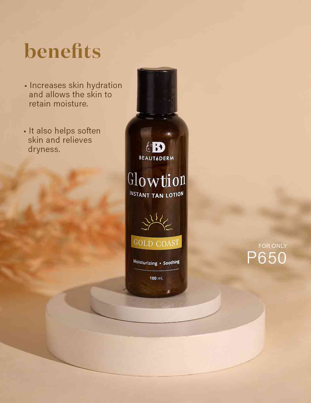 Beautederm Glowtion, Instant Tan Lotion, Increases skin hydration, Helps soften skin, PHP 650.00