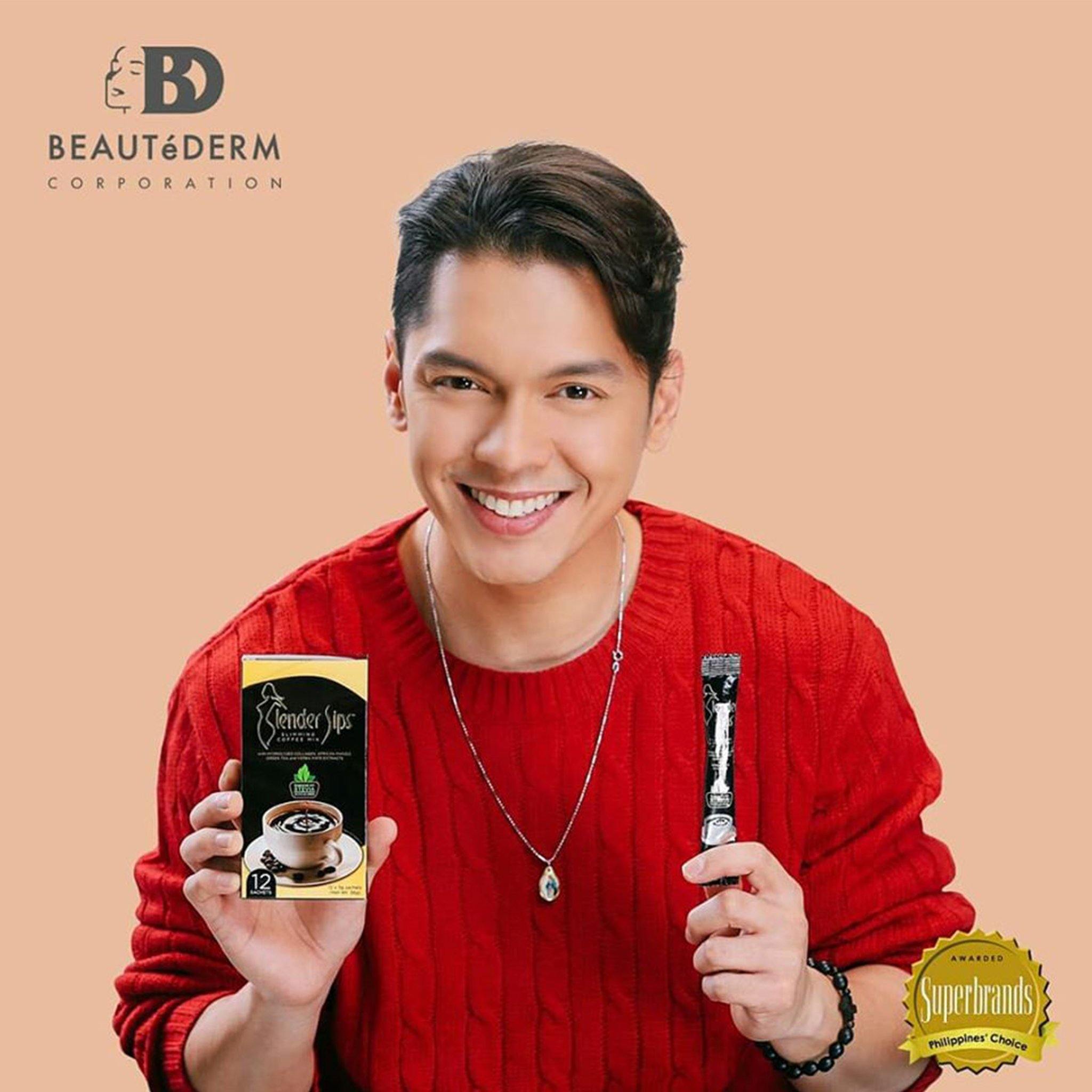 Slender Sips, Coffee Drink Mix, 12 sachets, by Beautederm, with Carlo Aquino (Beautederm Ambassador)