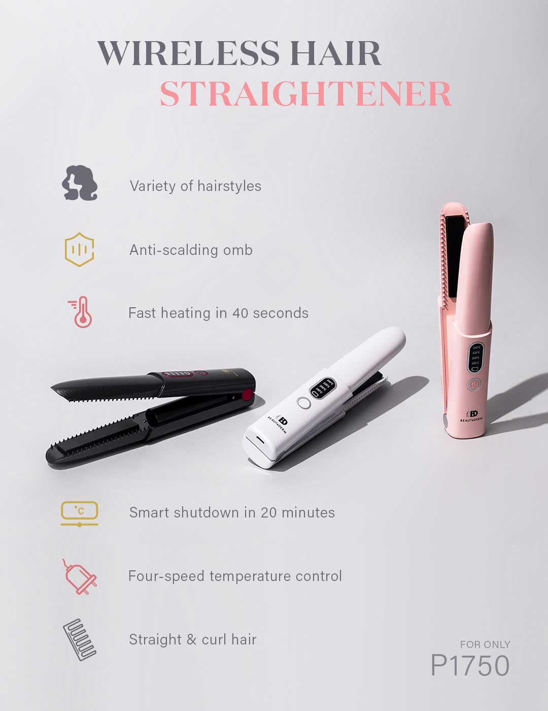 Beautederm Wireless Hair Straightener